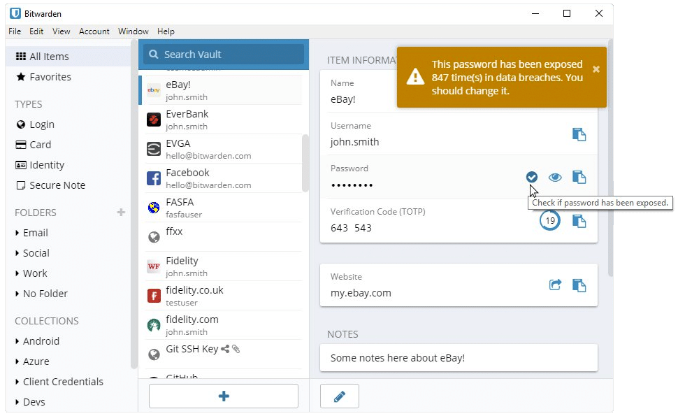 Bitwarden Password Manager Interface