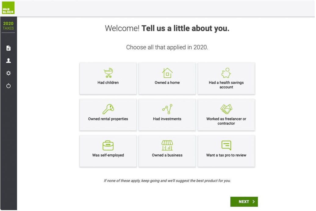 H&R Block Tax Return Software Interface