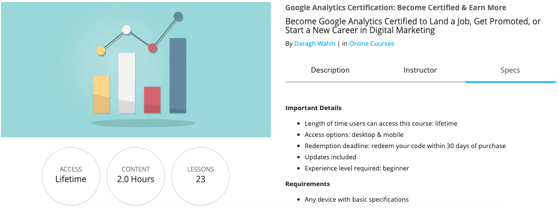 Google Analytics Master Class course 1