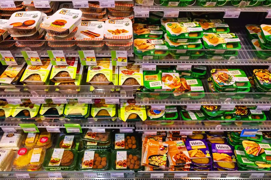 Meat and Seafood Alternatives in Supermarket